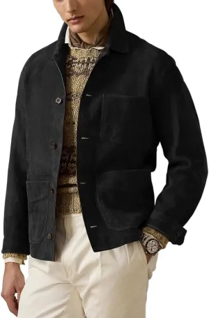 Suede Leather Jacket Men  Real Lambskin Suede Casual Leather Jackets For Men - Mens Suede Jacket