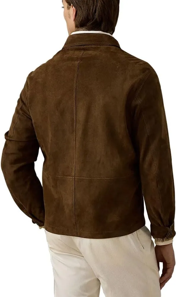 Suede Leather Jacket Men  Real Lambskin Suede Casual Leather Jackets For Men - Mens Suede Jacket