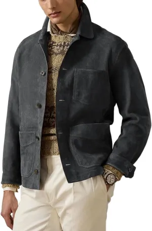 Suede Leather Jacket Men  Real Lambskin Suede Casual Leather Jackets For Men - Mens Suede Jacket
