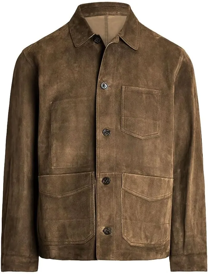 Suede Leather Jacket Men  Real Lambskin Suede Casual Leather Jackets For Men - Mens Suede Jacket