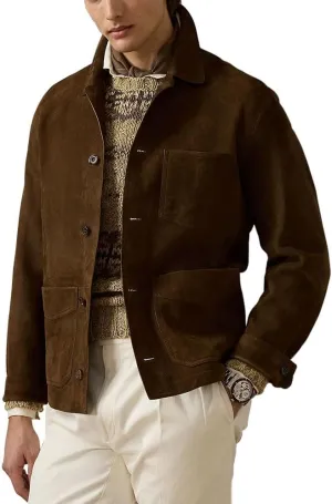 Suede Leather Jacket Men  Real Lambskin Suede Casual Leather Jackets For Men - Mens Suede Jacket