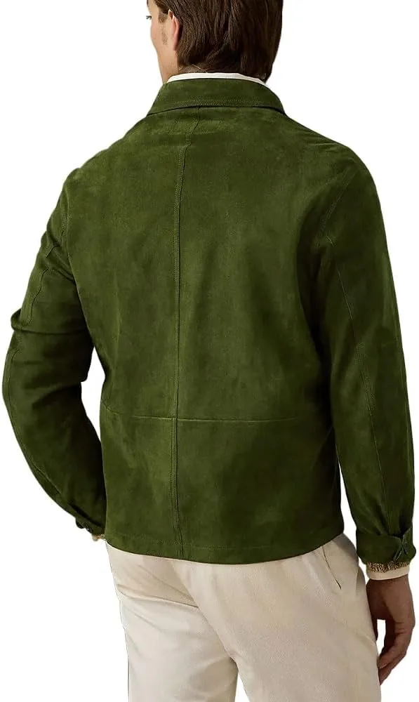 Suede Leather Jacket Men  Real Lambskin Suede Casual Leather Jackets For Men - Mens Suede Jacket