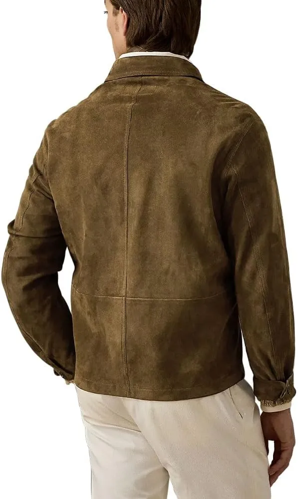 Suede Leather Jacket Men  Real Lambskin Suede Casual Leather Jackets For Men - Mens Suede Jacket
