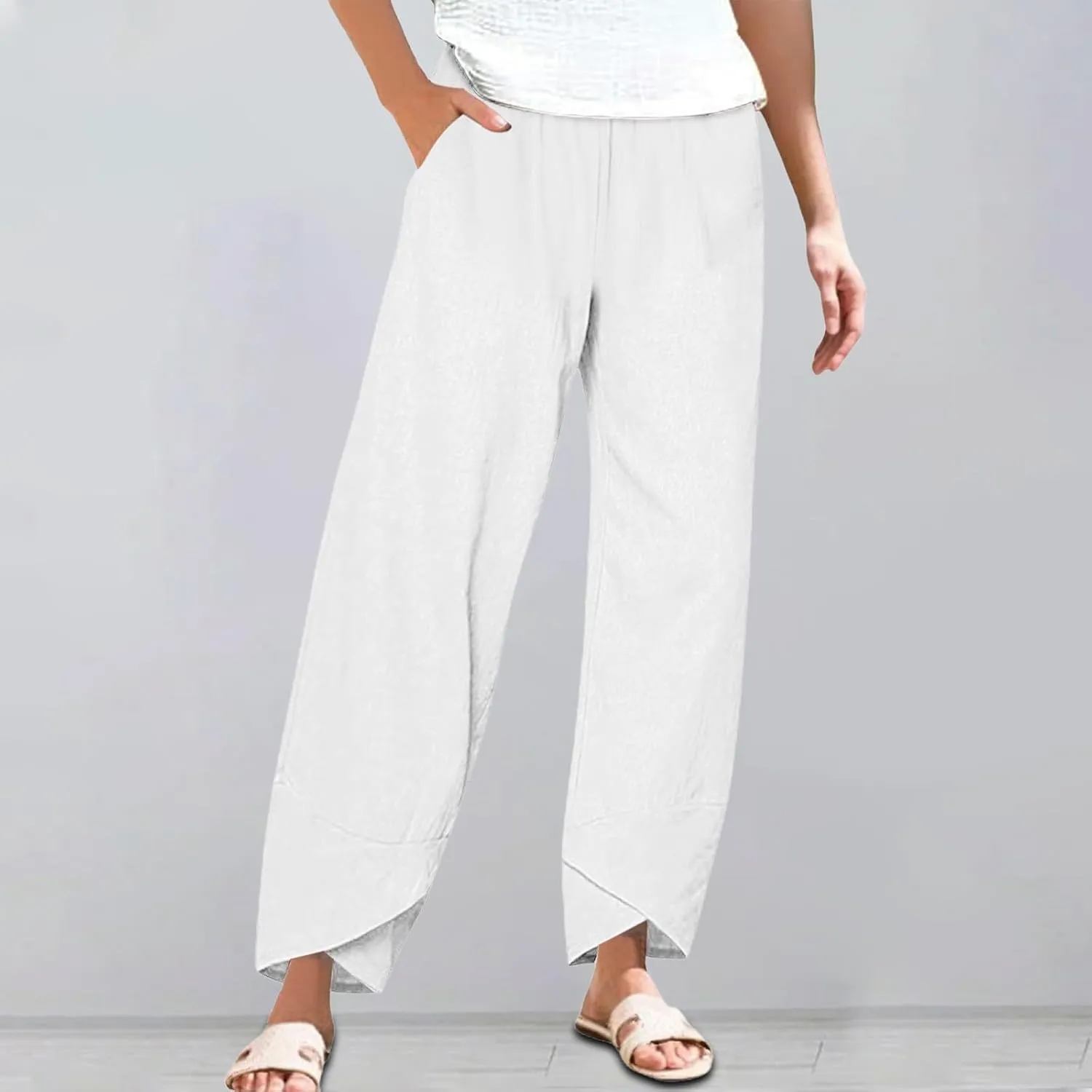 Summer Drawstring Casual Lounge Pant High Waist Beach Haren Pants Pockets Lounge Sweatpants with Pockets 2025 Spring