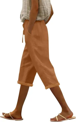 Summer High Waisted Cotton Linen Palazzo Pants Wide Leg 2024 Lounge Pant Trousers Plus Size Palazzo Pants for Women