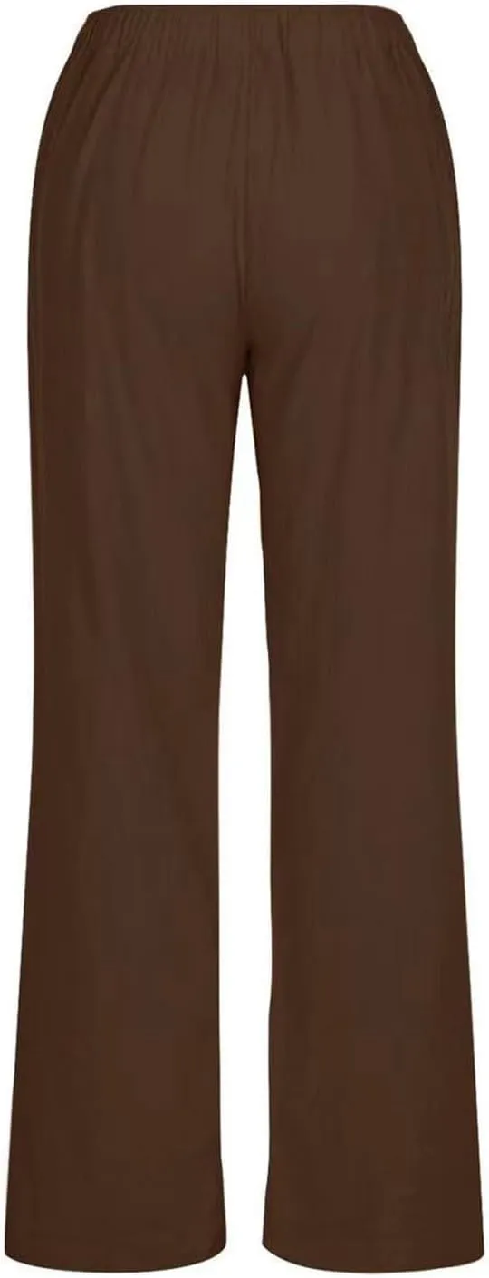 Summer Pants for Women Casual 2025 Trendy Drawstring Elastic High Waist Linen Pant Straight Wide Leg Cropped Trousers