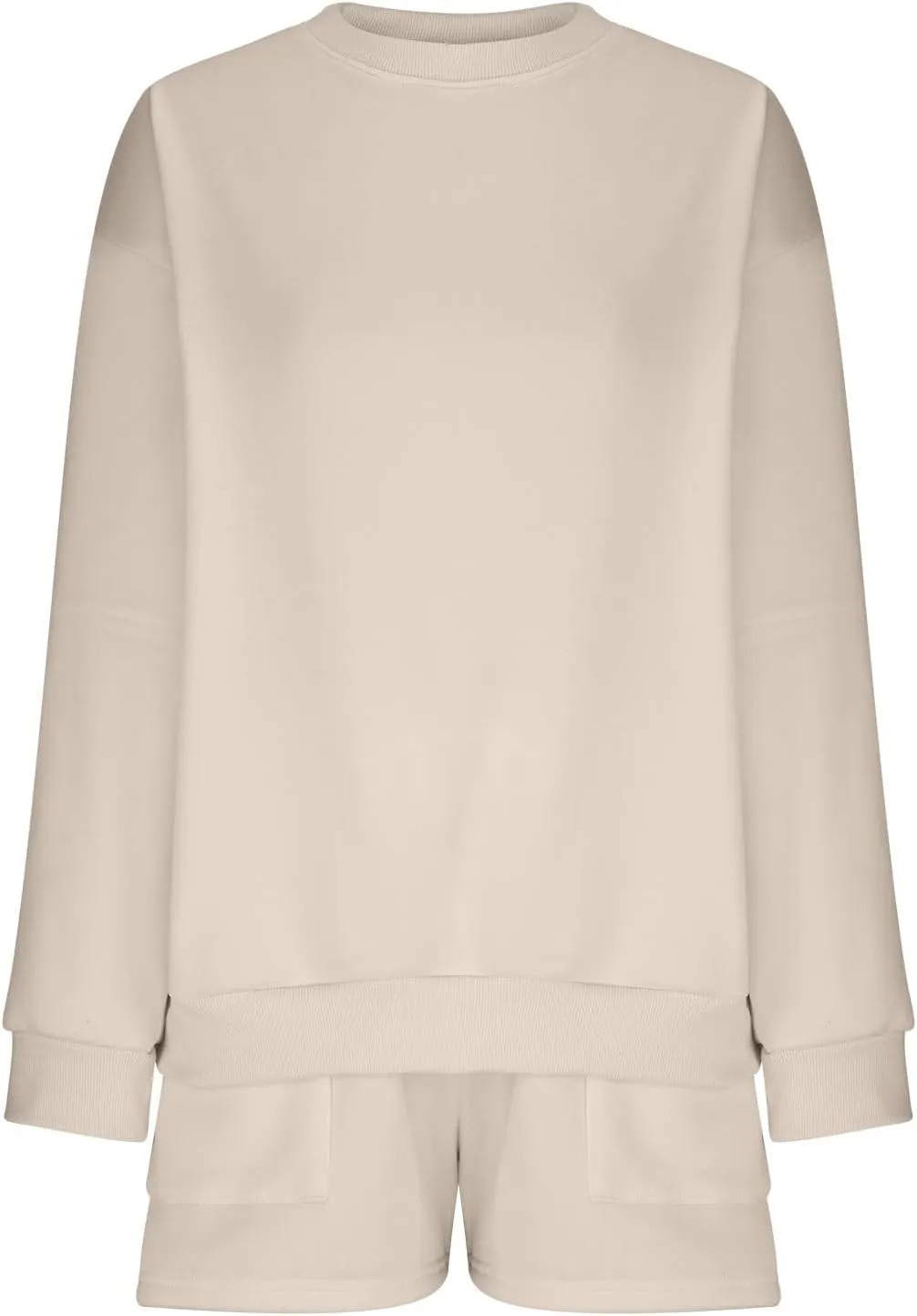 Sweat Sets For Women 2 Piece Outfits Casual Long Sleeve Oversized Sweatshirt With Shorts Matching Lounge Set Sweatsuit