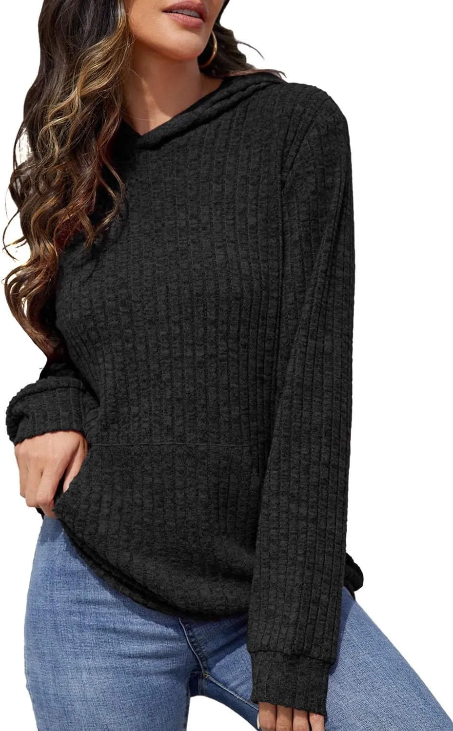 Sweaters for Women Long Sleeve Fashion Hoodies Fall Pullover Sweatshirts with Pocket Tunic Tops