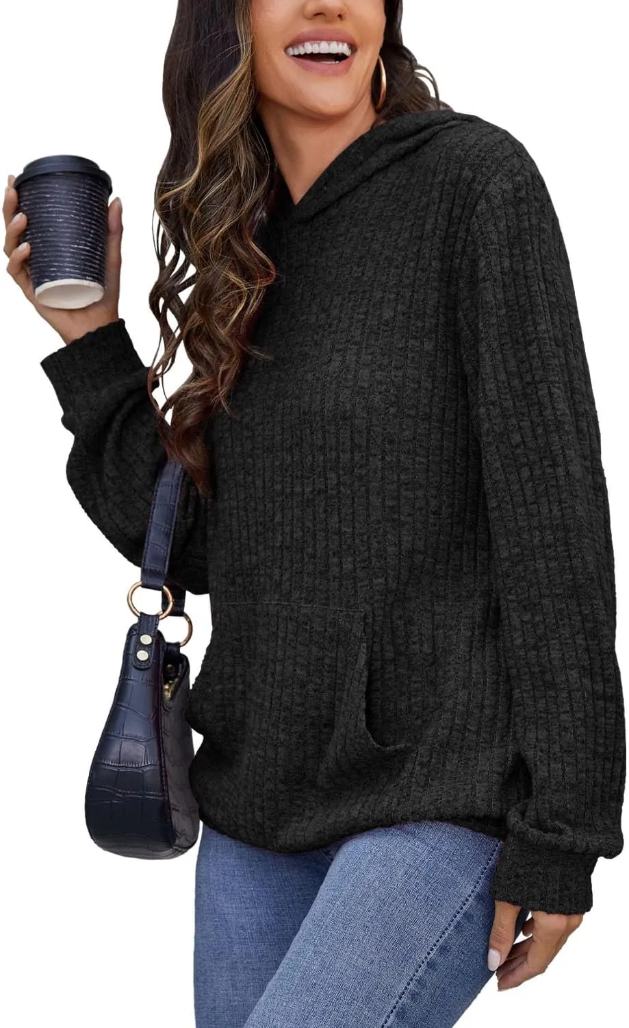 Sweaters for Women Long Sleeve Fashion Hoodies Fall Pullover Sweatshirts with Pocket Tunic Tops