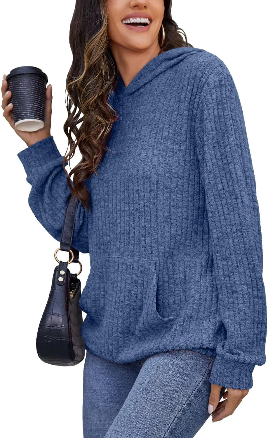 Sweaters for Women Long Sleeve Fashion Hoodies Fall Pullover Sweatshirts with Pocket Tunic Tops