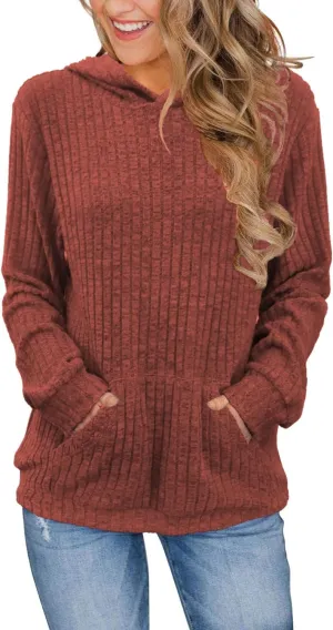 Sweaters for Women Long Sleeve Fashion Hoodies Fall Pullover Sweatshirts with Pocket Tunic Tops