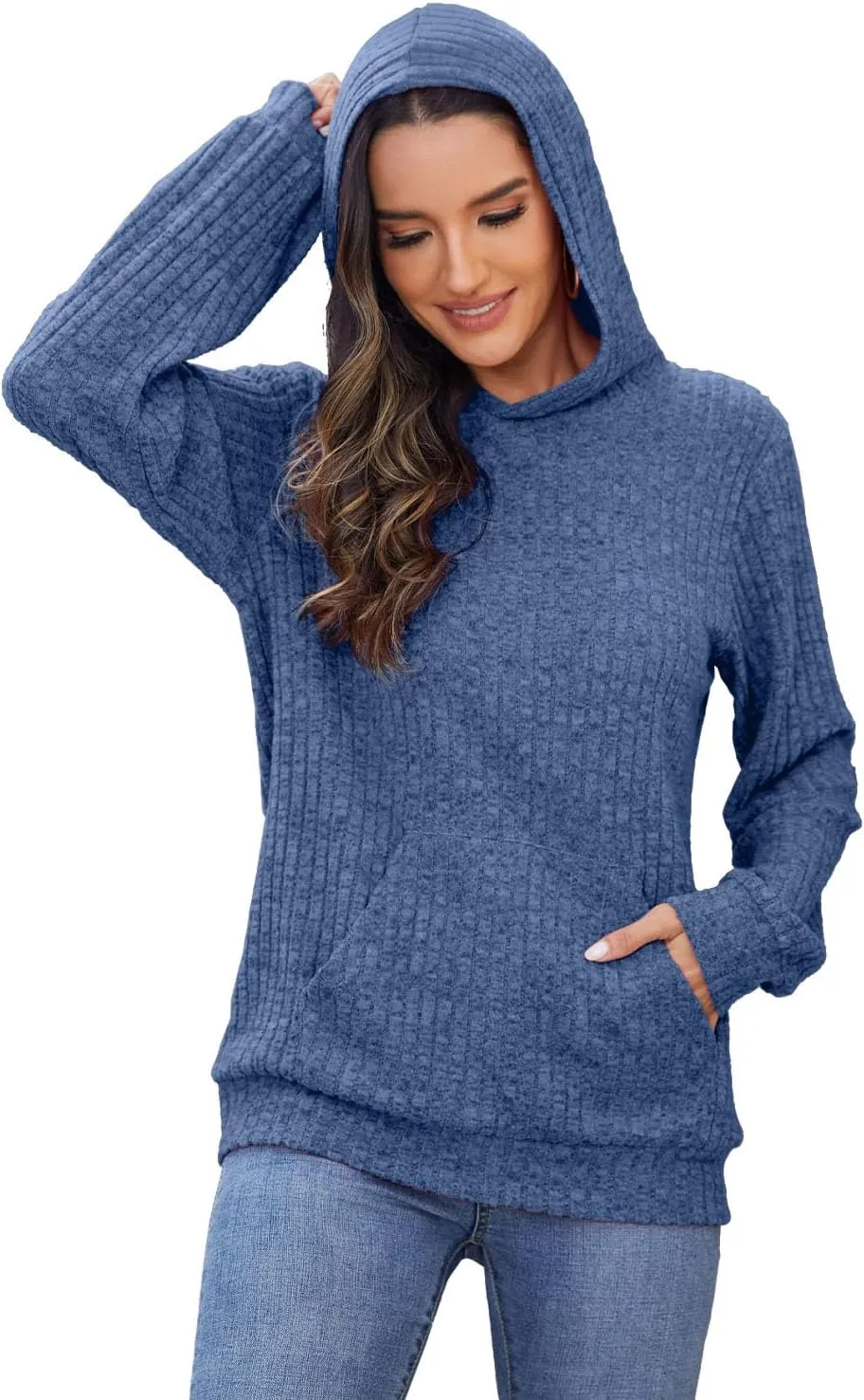 Sweaters for Women Long Sleeve Fashion Hoodies Fall Pullover Sweatshirts with Pocket Tunic Tops