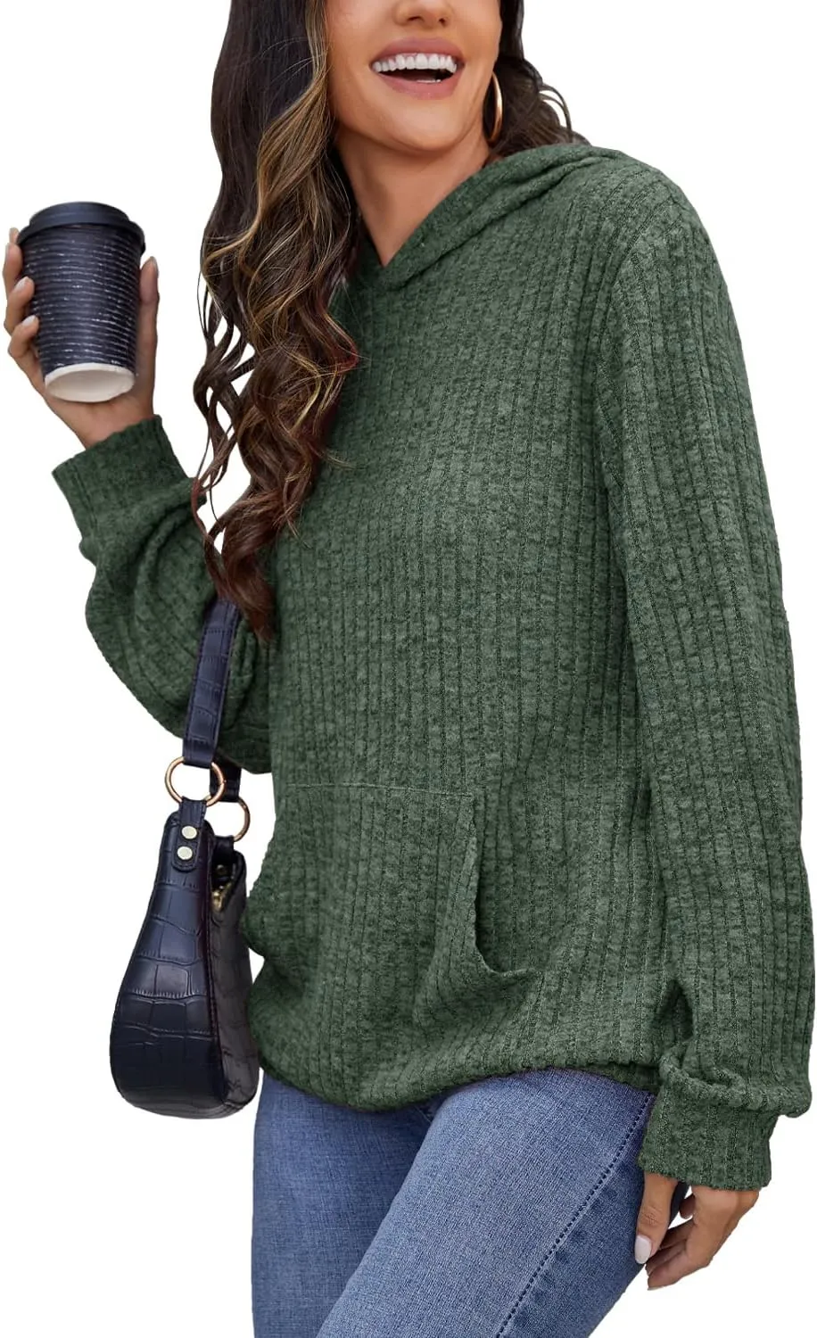 Sweaters for Women Long Sleeve Fashion Hoodies Fall Pullover Sweatshirts with Pocket Tunic Tops