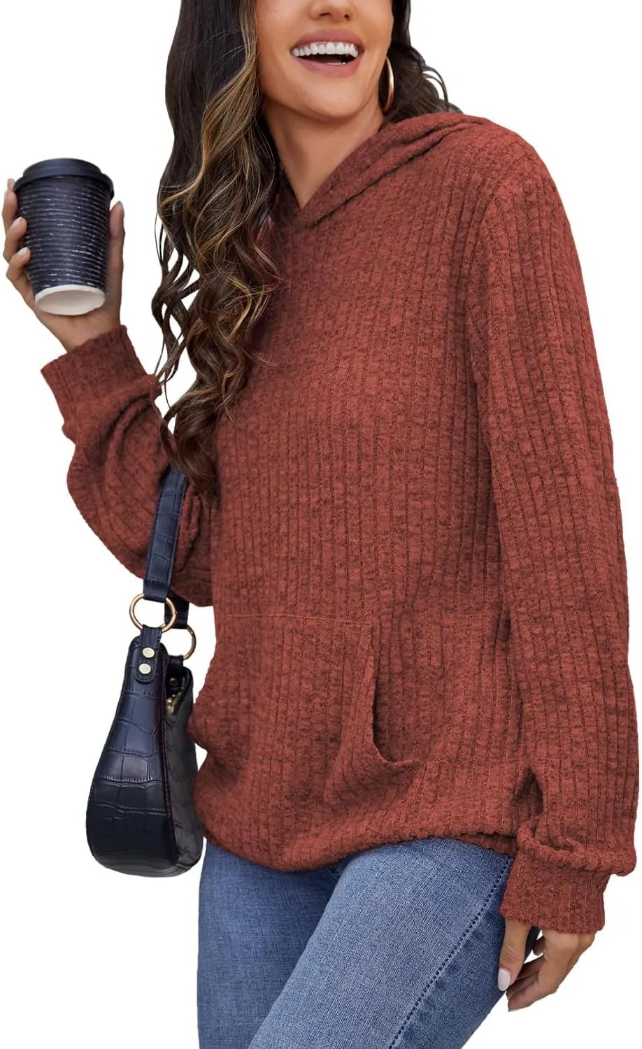 Sweaters for Women Long Sleeve Fashion Hoodies Fall Pullover Sweatshirts with Pocket Tunic Tops