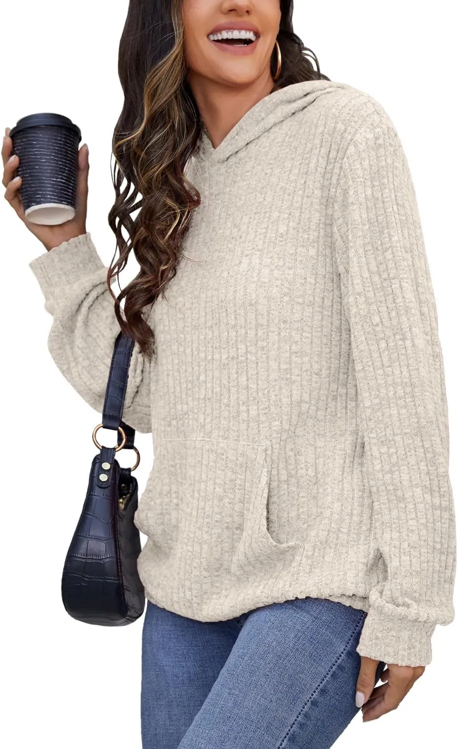 Sweaters for Women Long Sleeve Fashion Hoodies Fall Pullover Sweatshirts with Pocket Tunic Tops