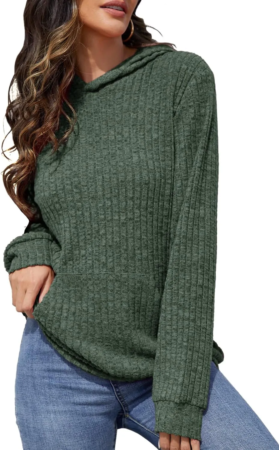 Sweaters for Women Long Sleeve Fashion Hoodies Fall Pullover Sweatshirts with Pocket Tunic Tops