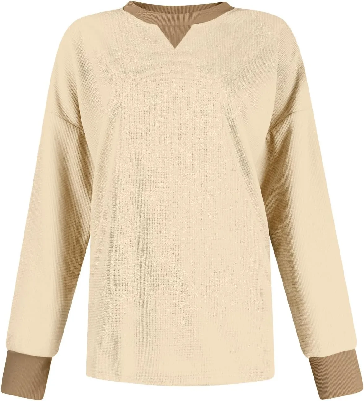 Sweatshirt for Women Loose Waffle Crew Neck Long Sleeve Pullover Tops Soft Oversized Workout Shirts Fall Clothes