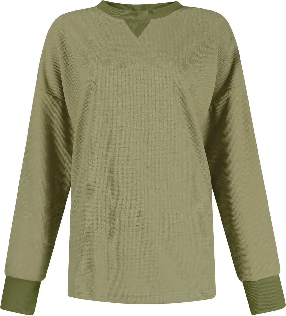 Sweatshirt for Women Loose Waffle Crew Neck Long Sleeve Pullover Tops Soft Oversized Workout Shirts Fall Clothes