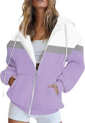 Sweatshirt for Women,Womens Workout Zip Up Sweatshirts Fall Plus Size Long Sleeve Jacket with Poickets