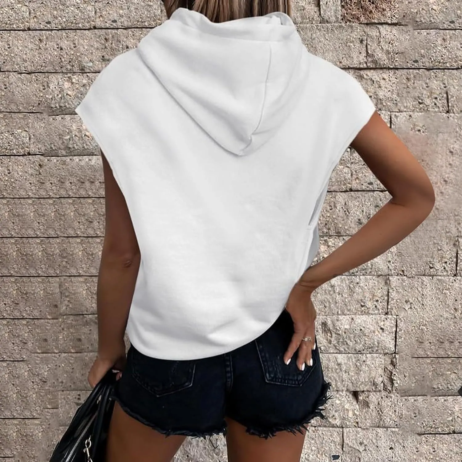 T Shirt Womens Casual Short Sleeve Hoodies Drawstring Hooded Sweatshirt Hip Hop Pullover Tops with Pocket