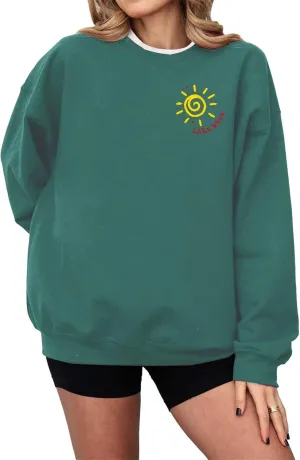 Teen Girls Preppy Sweatshirts Fashion Solid Cute Graphic Long Sleeve Crewneck Pullovers Fall Hoodless Loose Hoodie