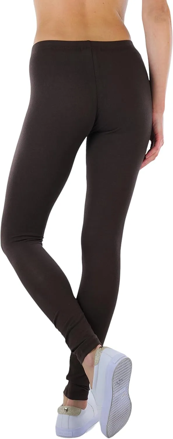 ToBeInStyle Women's Skinny Fit Cotton Full Length Leggings Tights - Regular and Plus Sizes