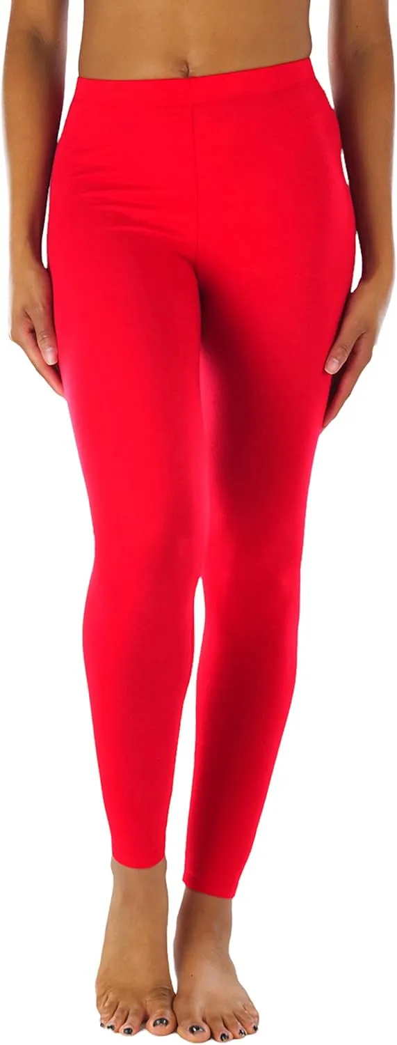 ToBeInStyle Women's Skinny Fit Cotton Full Length Leggings Tights - Regular and Plus Sizes