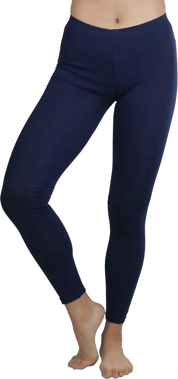 ToBeInStyle Women's Skinny Fit Cotton Full Length Leggings Tights - Regular and Plus Sizes