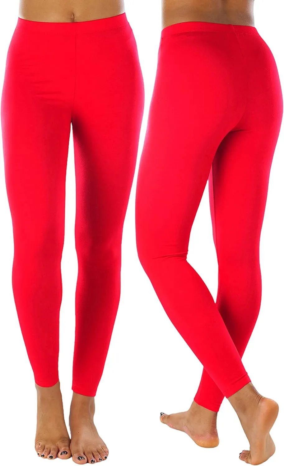 ToBeInStyle Women's Skinny Fit Cotton Full Length Leggings Tights - Regular and Plus Sizes
