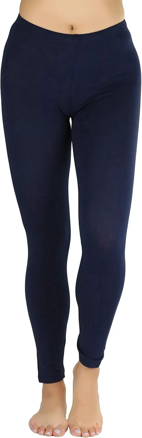 ToBeInStyle Women's Skinny Fit Cotton Full Length Leggings Tights - Regular and Plus Sizes