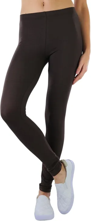 ToBeInStyle Women's Skinny Fit Cotton Full Length Leggings Tights - Regular and Plus Sizes