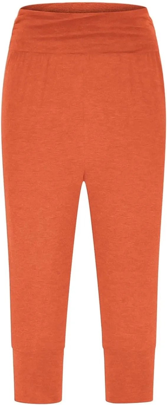 TUNUSKAT Capri Pants for Women Casual Ruched High Waist Cropped Trousers Stretchy Loose Joggers Pants Soft Lounge Sweatpants