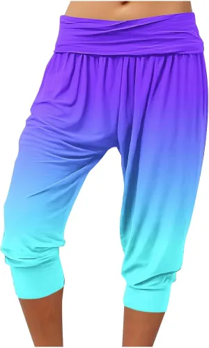 TUNUSKAT Capri Pants for Women Casual Ruched High Waist Cropped Trousers Stretchy Loose Joggers Pants Soft Lounge Sweatpants