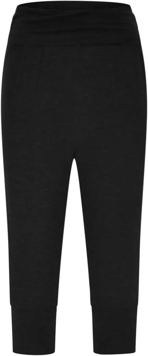 TUNUSKAT Capri Pants for Women Casual Ruched High Waist Cropped Trousers Stretchy Loose Joggers Pants Soft Lounge Sweatpants