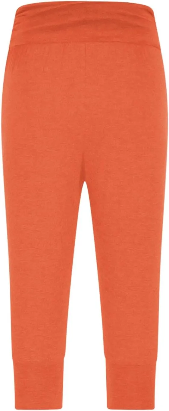 TUNUSKAT Capri Pants for Women Casual Ruched High Waist Cropped Trousers Stretchy Loose Joggers Pants Soft Lounge Sweatpants