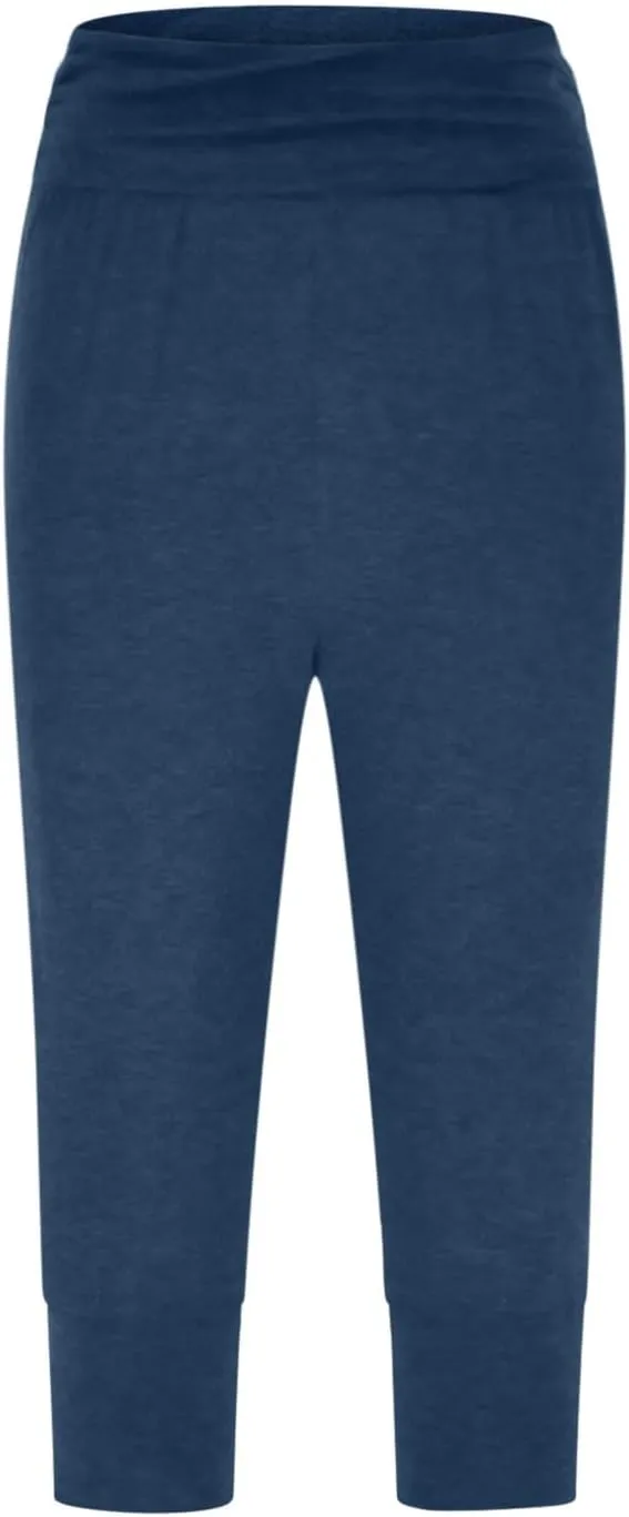 TUNUSKAT Capri Pants for Women Casual Ruched High Waist Cropped Trousers Stretchy Loose Joggers Pants Soft Lounge Sweatpants