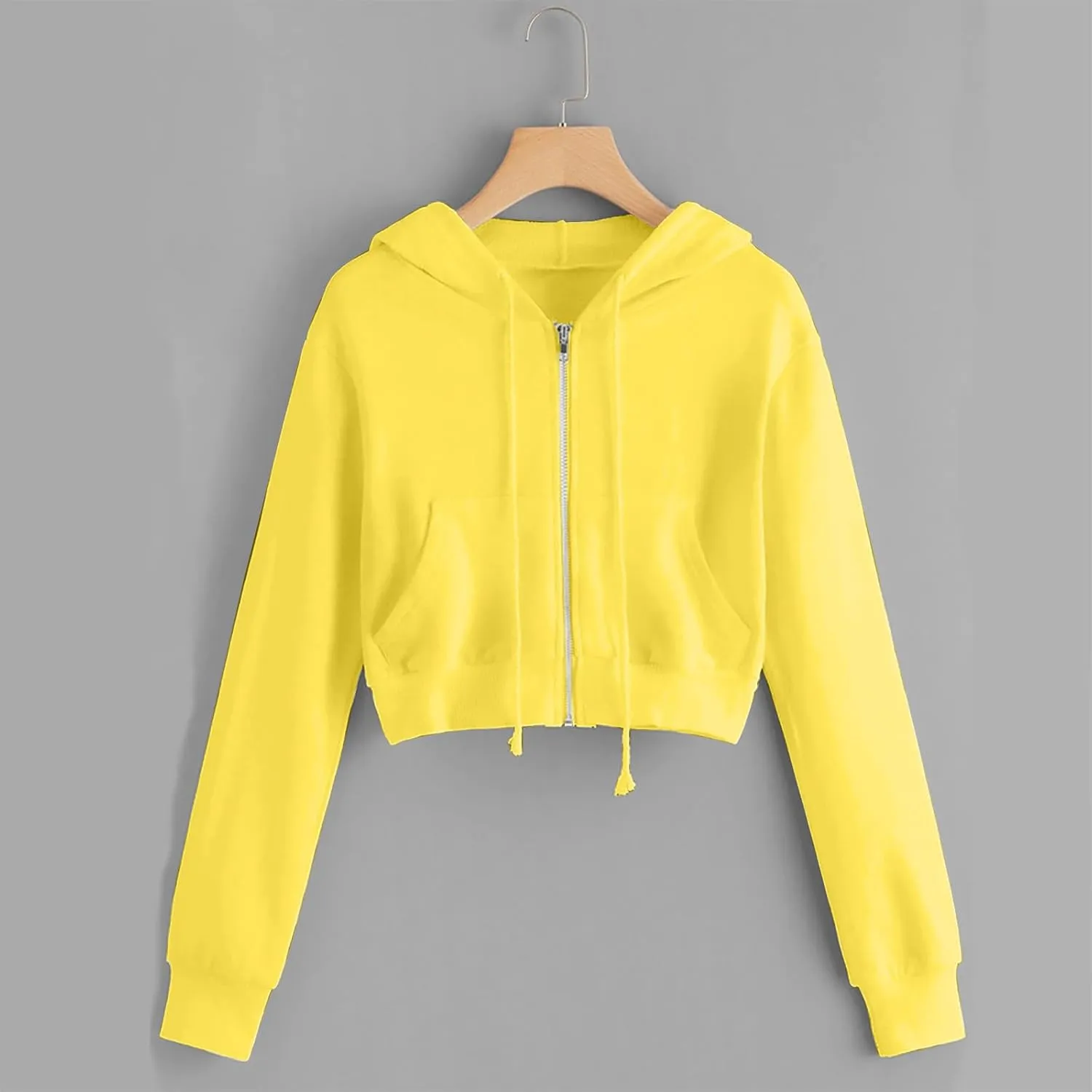 TUNUSKAT Womens Zip Up Hoodie Cropped Sweatshirts Fall Cute Crop Top Jacket Long Sleeve Light Workout Hoodies Gym Sweater