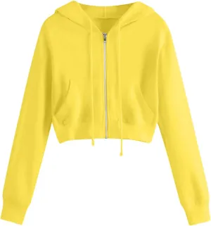 TUNUSKAT Womens Zip Up Hoodie Cropped Sweatshirts Fall Cute Crop Top Jacket Long Sleeve Light Workout Hoodies Gym Sweater