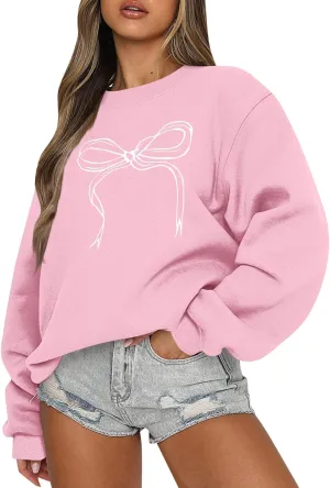 Valentines Sweatshirts for Women Crewneck Comfy Cute Oversized Sweatshirt Baggy Drop Shoulder Cotton Fleece Pullover