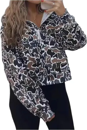 Vhitler Camo Hoodie Y2k Quarter Zip Pullover Sweater Women Colorful Patchwork Cheetah Hoodies Oversized Cute Hoodie Women