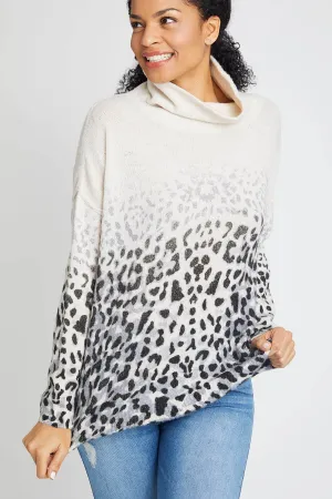 Vintage Havana Faded Leopard Cowl Neck Sweater