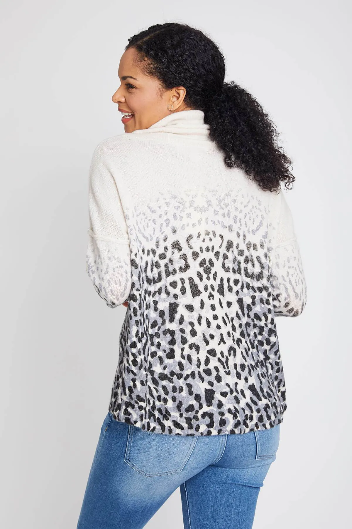Vintage Havana Faded Leopard Cowl Neck Sweater