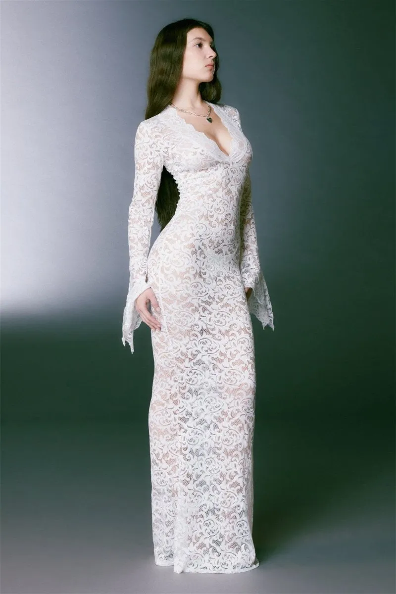 Virginia Sheer Lace Mermaid Maxi Dress