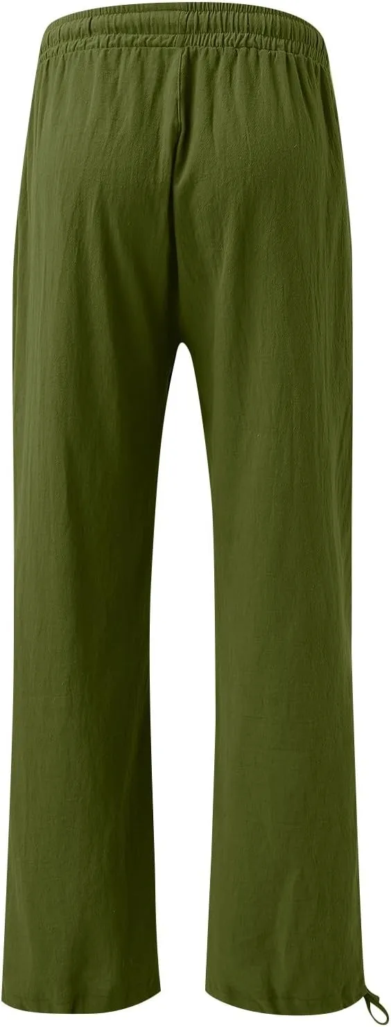 Wide Leg Linen Pants for Women Summer Palazzo Pants Casual Loose High Waist Trousers Loose Flowy Pants Plus Size