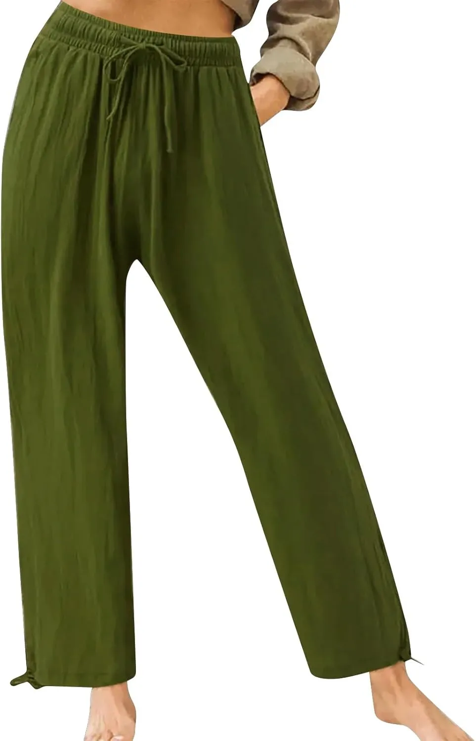 Wide Leg Linen Pants for Women Summer Palazzo Pants Casual Loose High Waist Trousers Loose Flowy Pants Plus Size