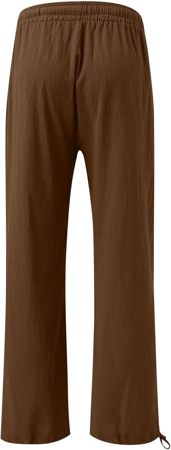 Wide Leg Linen Pants for Women Summer Palazzo Pants Casual Loose High Waist Trousers Loose Flowy Pants Plus Size