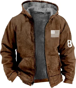 Winter Jackets for Men Heavyweight Sweatshirt Coat Hoodie Fleece Sherpa Lined Warm Jacket Zip Up Sweatshirt with Pockets