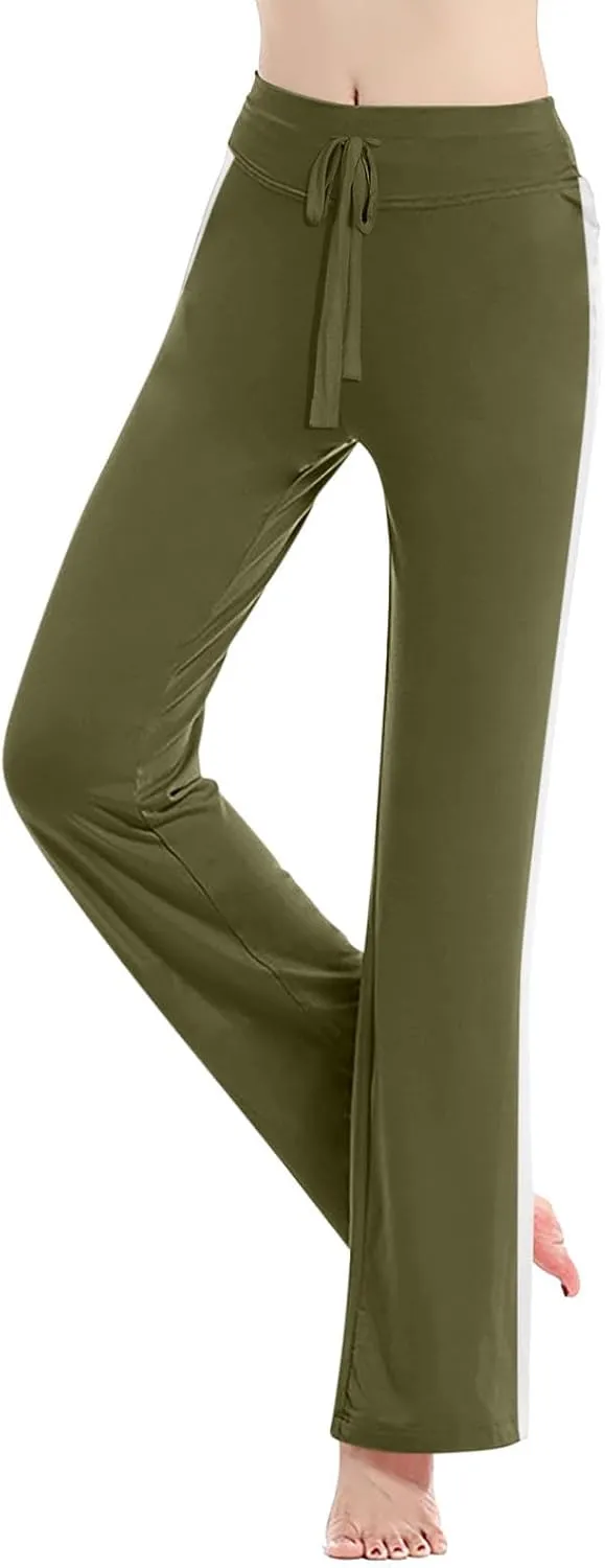 Women Comfy Soft Modal Pajama Pants Wide Leg Drawstring High Waist Stretchy Yoga Trouser Striped Casual Lounge Pant