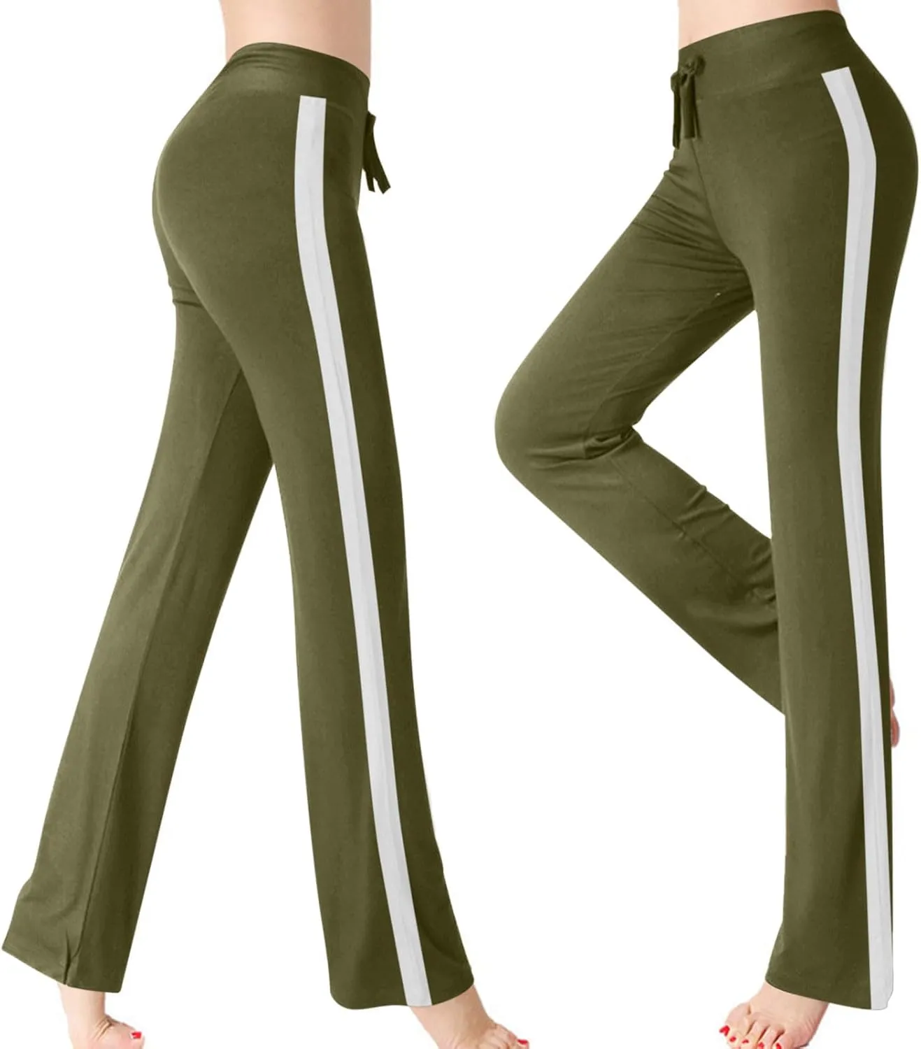 Women Comfy Soft Modal Pajama Pants Wide Leg Drawstring High Waist Stretchy Yoga Trouser Striped Casual Lounge Pant