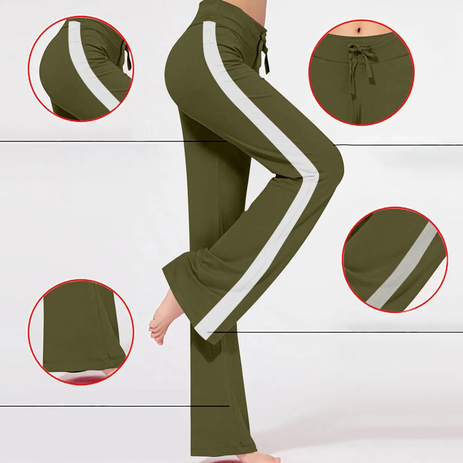 Women Comfy Soft Modal Pajama Pants Wide Leg Drawstring High Waist Stretchy Yoga Trouser Striped Casual Lounge Pant